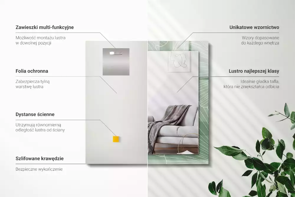 Espelho decorativo Folhas de ginkgo