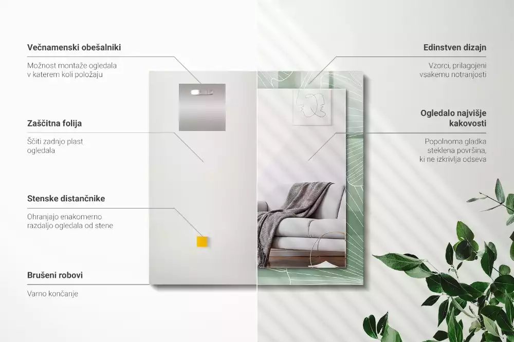 Espelho decorativo Folhas de ginkgo