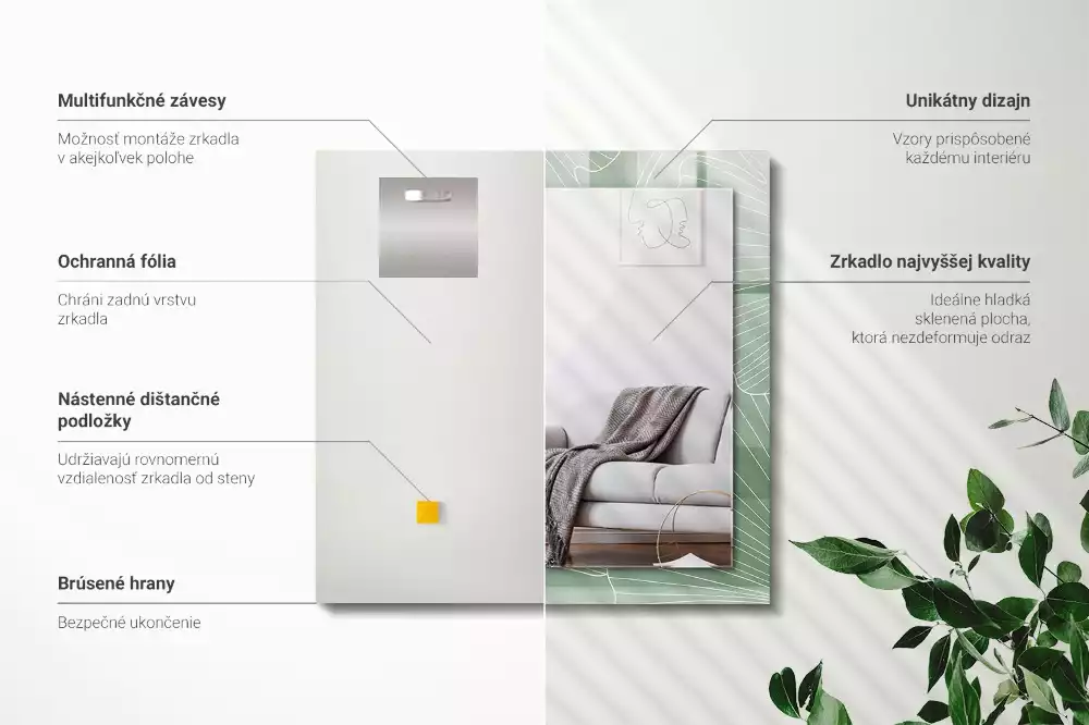 Espelho decorativo Folhas de ginkgo