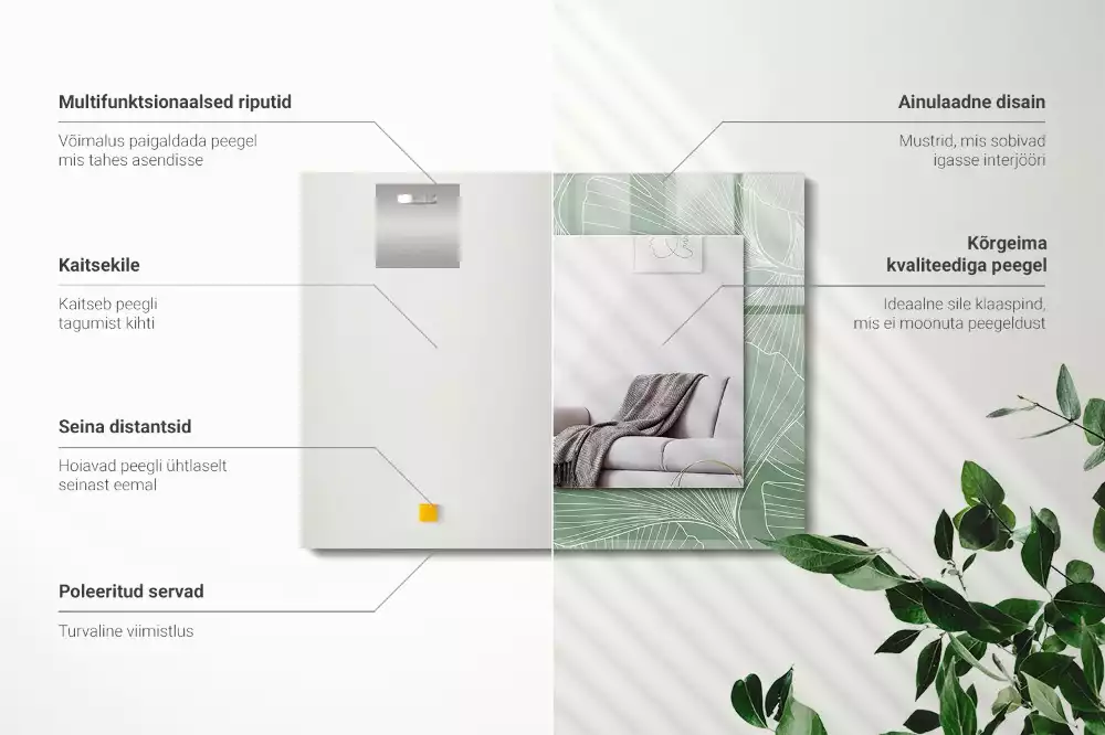 Espelho decorativo Folhas de ginkgo