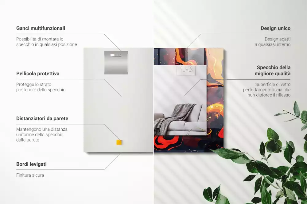 Espelho decorativo Lava vulcânica