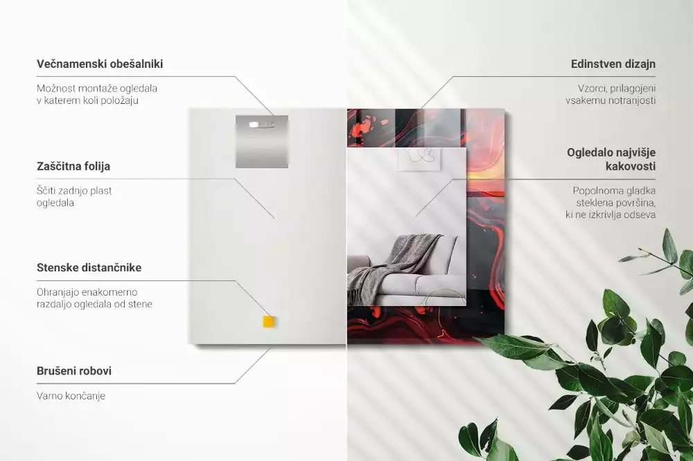 Espelho com moldura decorada Lava Abstrata