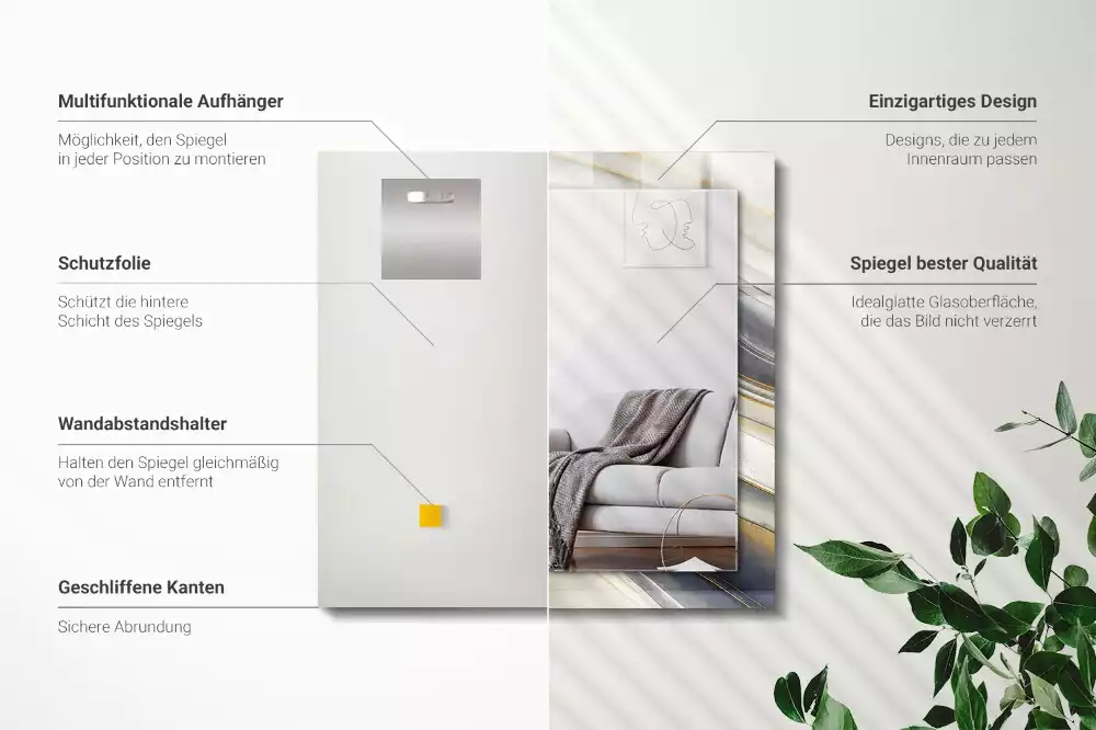 Espelho decorado Ondas de cores abstratas