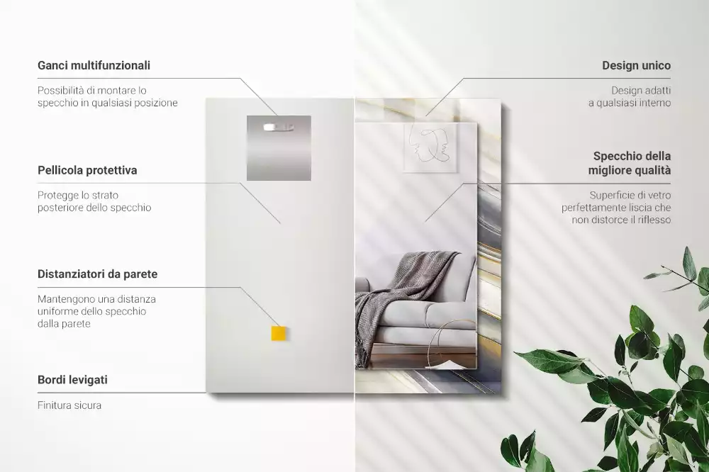 Espelho decorado Ondas de cores abstratas