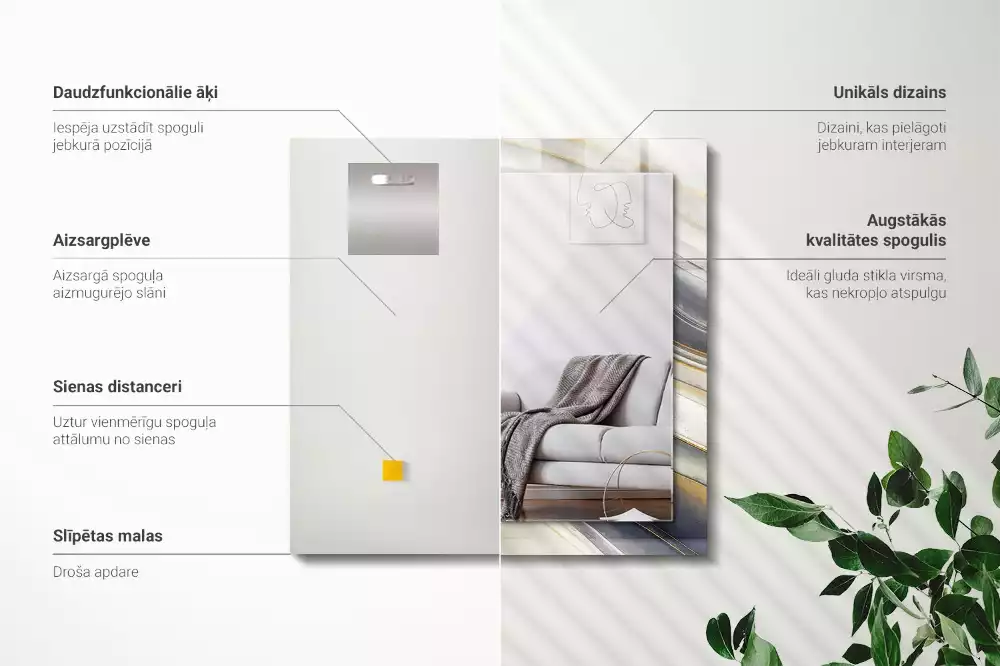 Espelho decorado Ondas de cores abstratas