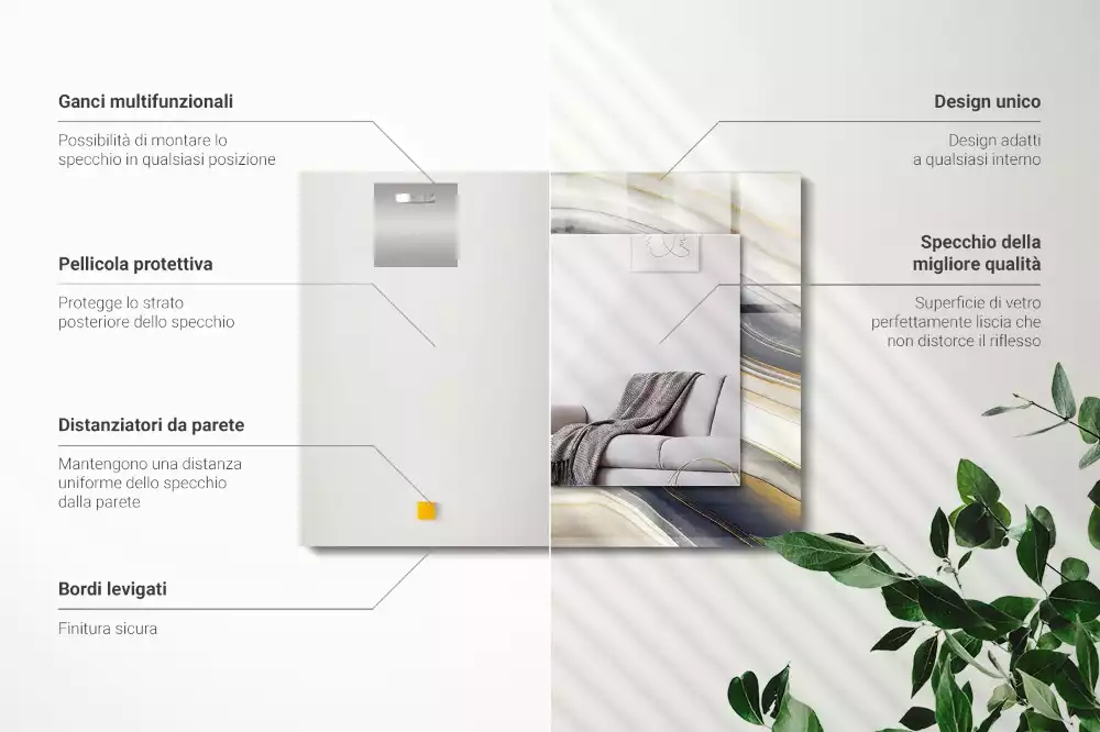 Espelho decorado Ondas de cores abstratas