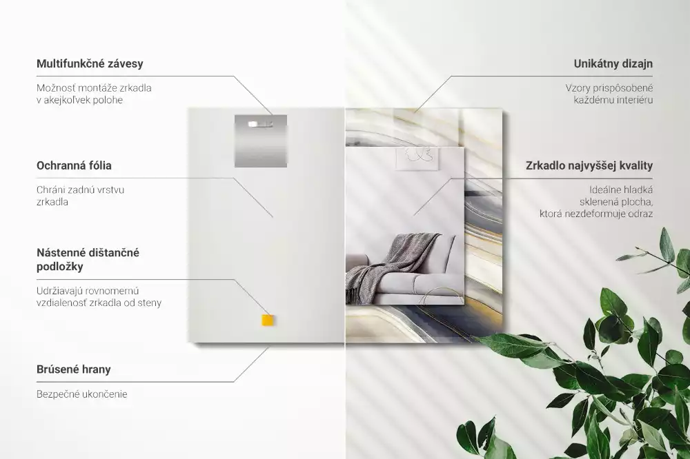 Espelho decorado Ondas de cores abstratas