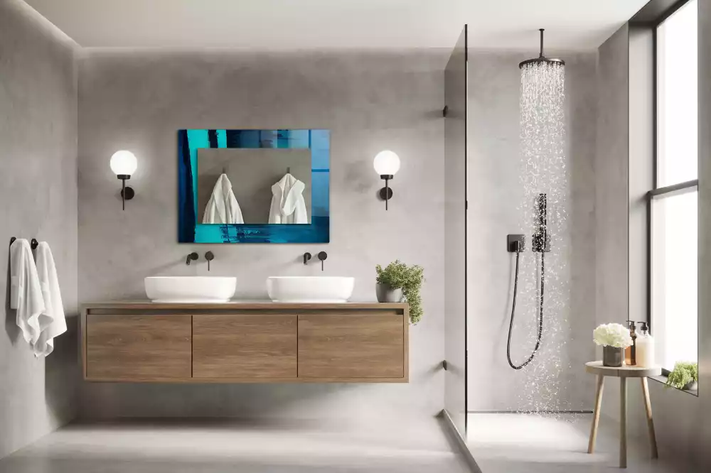 Espelho decorativo Arte azul abstrata