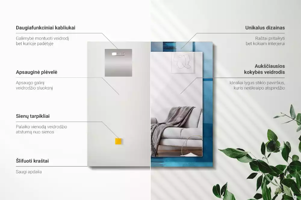 Espelho decorativo Arte azul abstrata