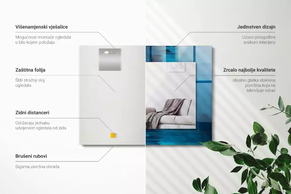 Espelho decorativo Arte azul abstrata