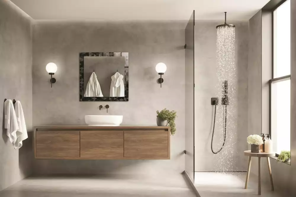 Espelho com moldura decorada Triângulos pretos e cinzas