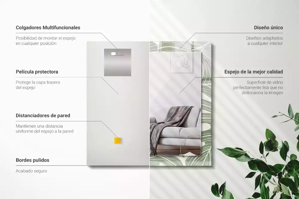 Espelho decorado Folhas de Monstera