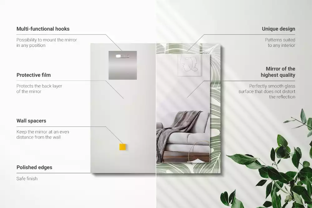 Espelho decorado Folhas de Monstera