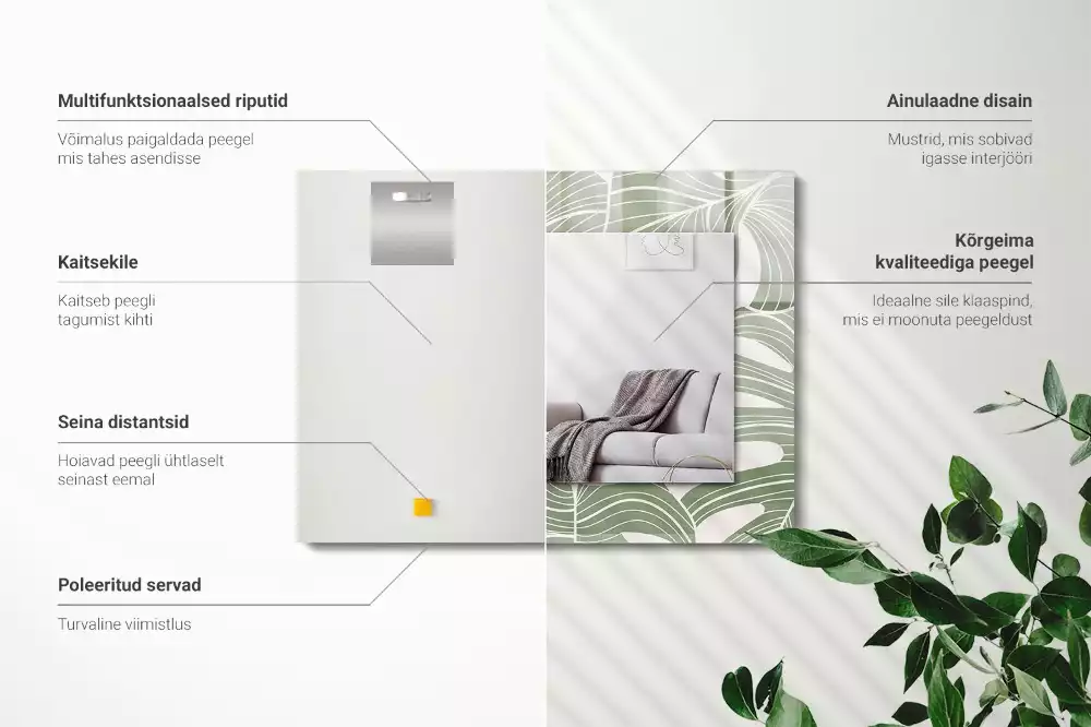 Espelho decorado Folhas de Monstera