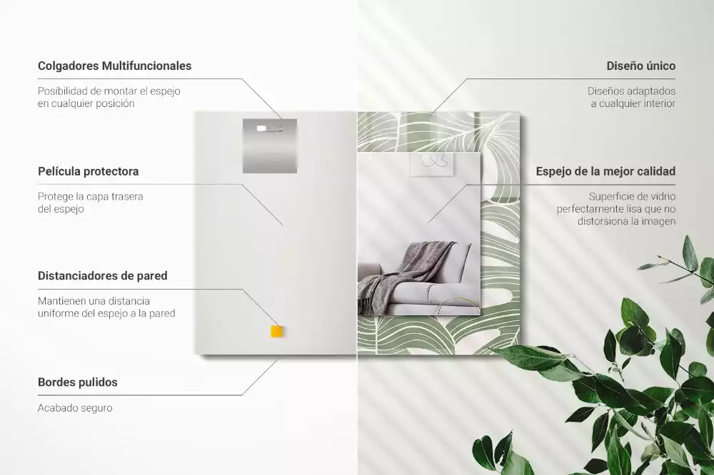 Espelho decorado Folhas de Monstera