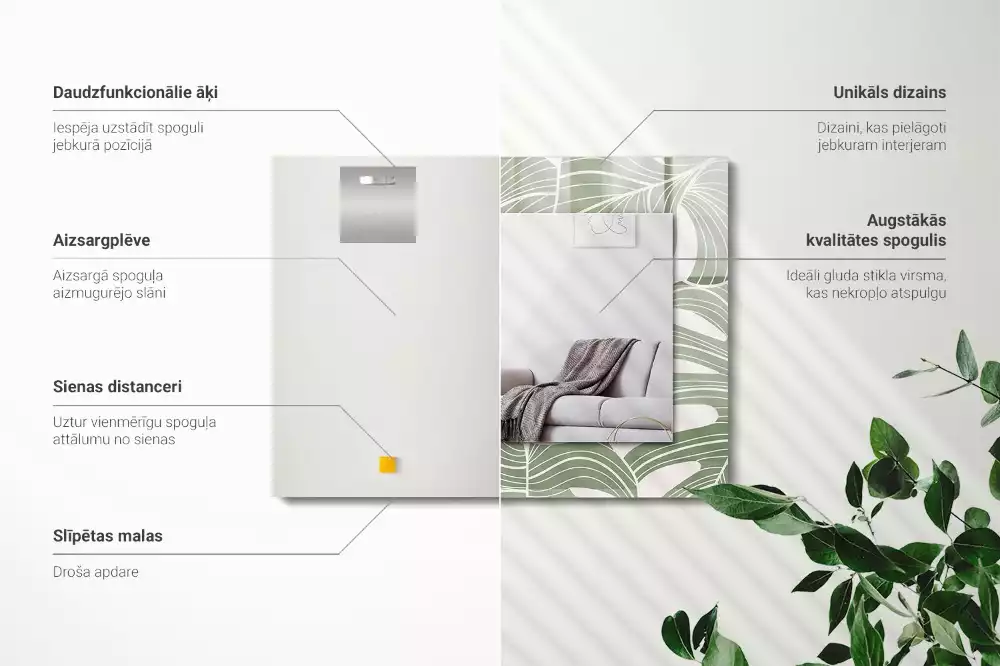 Espelho decorado Folhas de Monstera