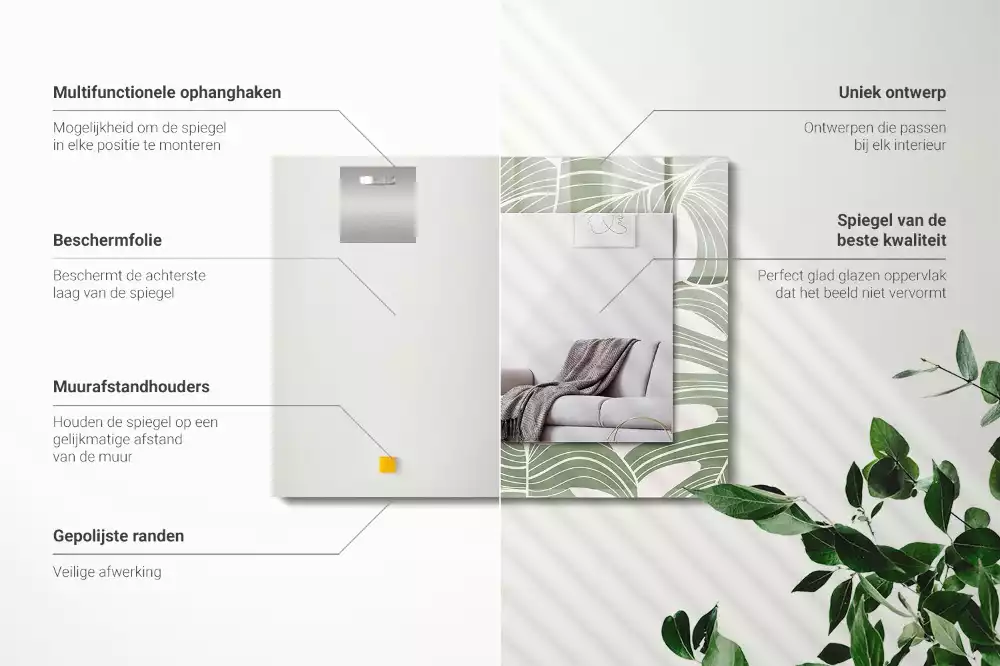 Espelho decorado Folhas de Monstera