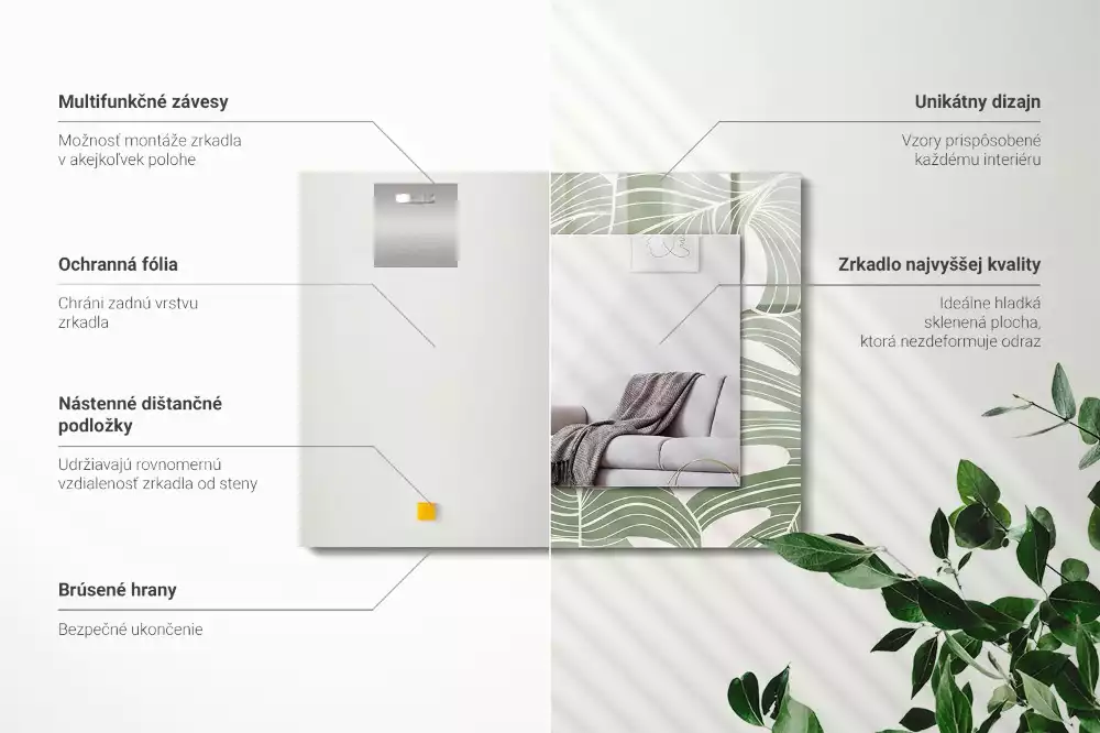 Espelho decorado Folhas de Monstera