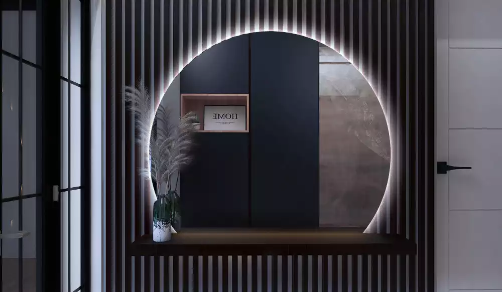 Espelho em formato D atraente com LED