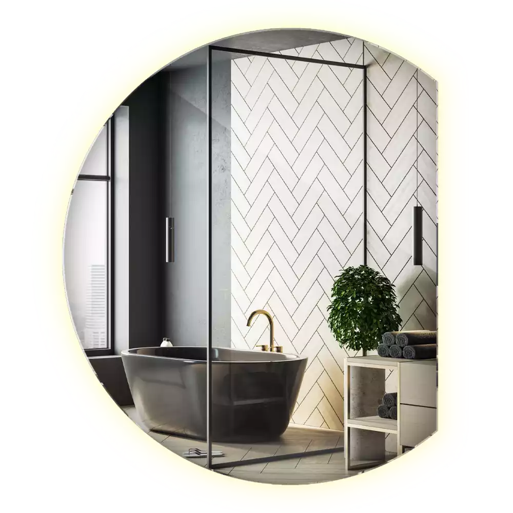 Espelho em formato D atraente com LED