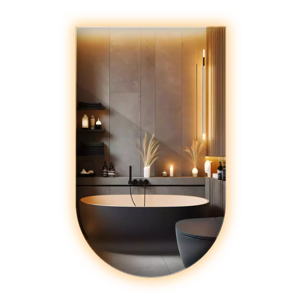 Espelho semi oval com iluminação LED