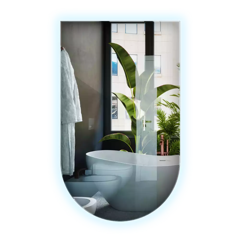 Espelho semi oval com iluminação LED