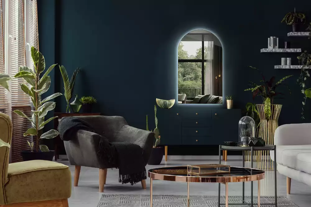 Espelho semi oval com iluminação LED