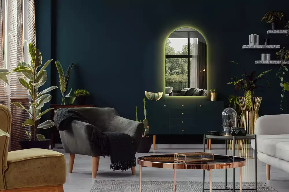 Espelho semi oval com iluminação LED