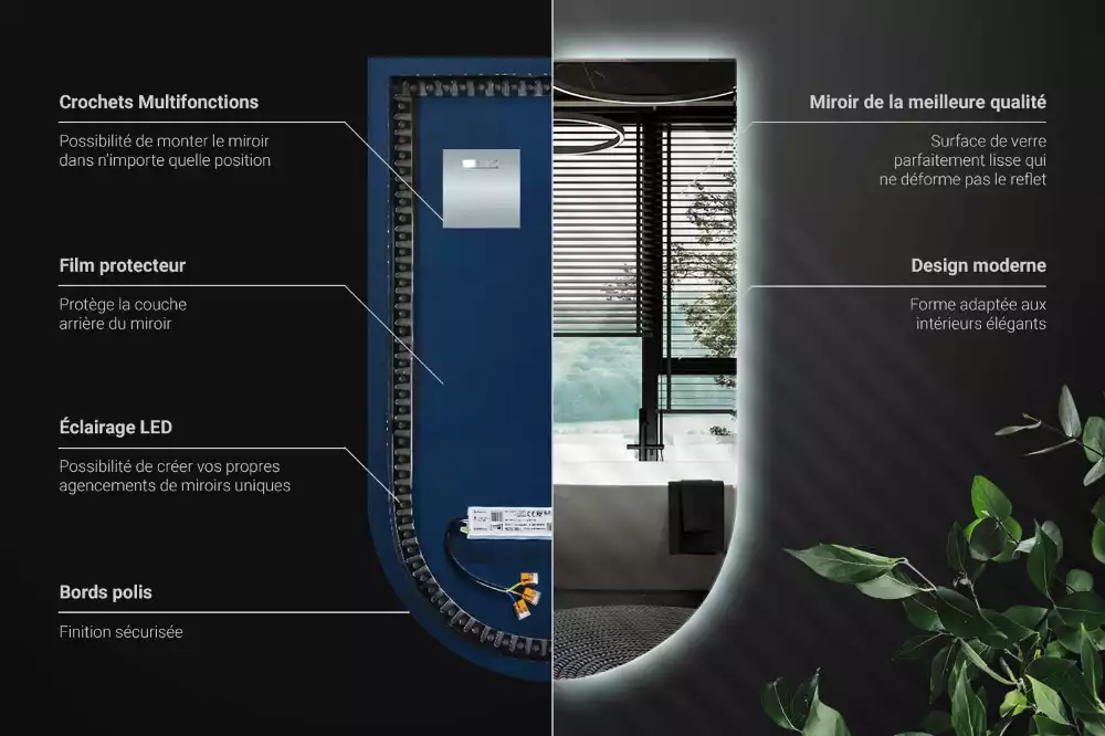 Espelho semi oval com iluminação LED