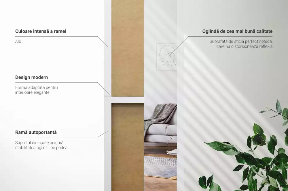 Espelho de pé em moldura branca