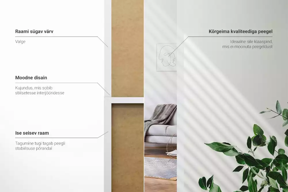 Espelho de pé em moldura branca