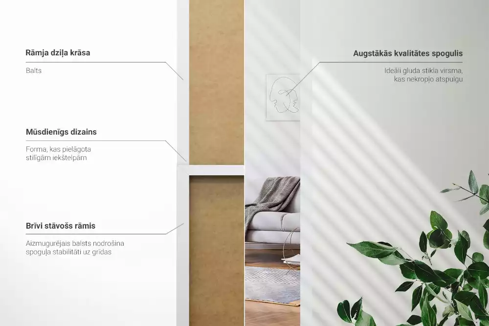 Espelho de pé em moldura branca