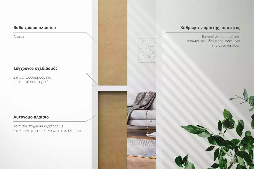 Espelho de pé em moldura branca