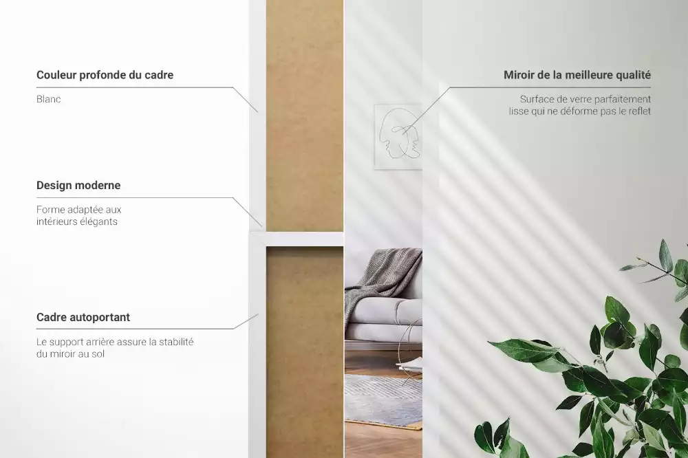 Espelho de pé em moldura branca