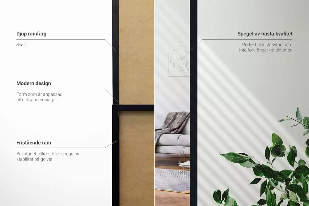 Espelho de pé em moldura preta