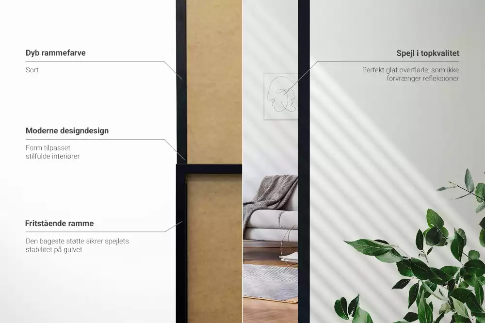 Espelho de pé em moldura preta