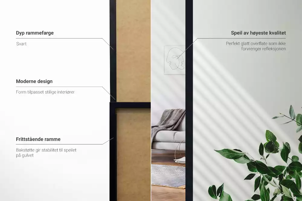 Espelho de pé em moldura preta