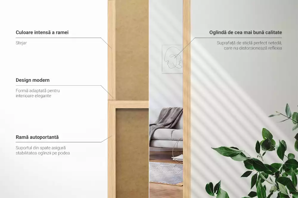 Espelho de pé em moldura cor carvalho