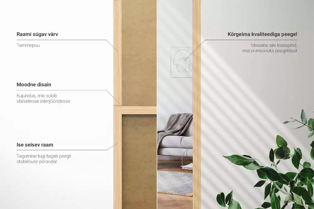 Espelho de pé em moldura cor carvalho