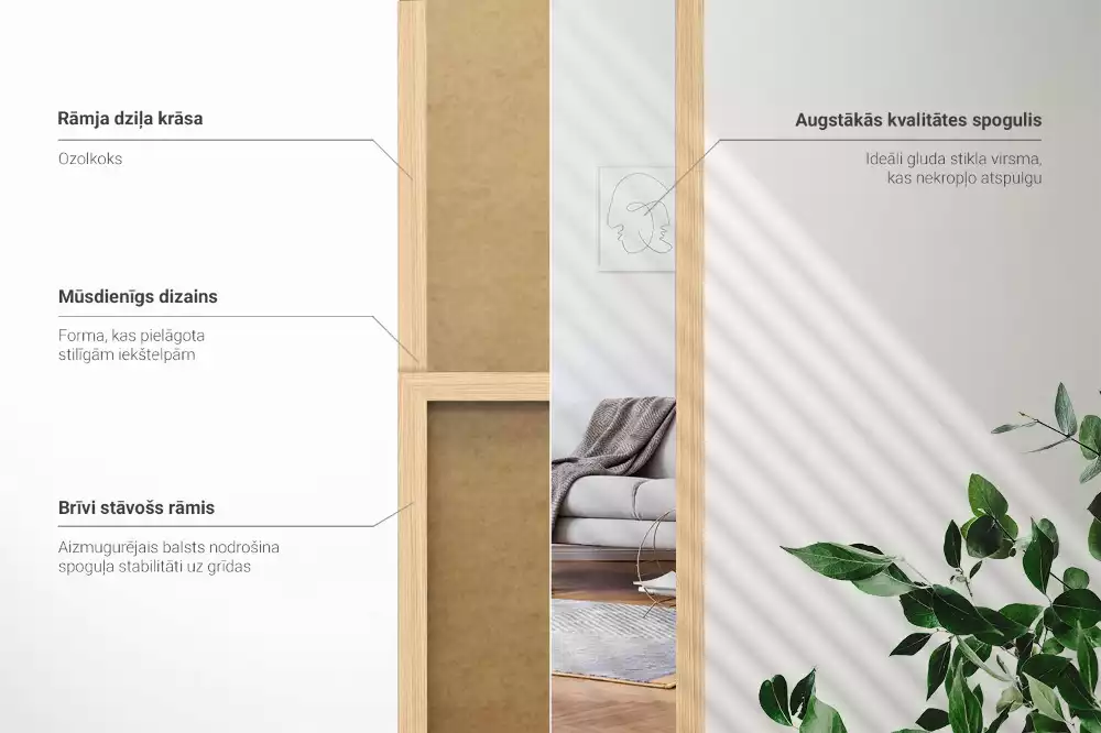 Espelho de pé em moldura cor carvalho