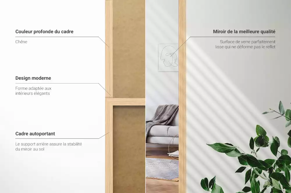 Espelho de pé em moldura cor carvalho