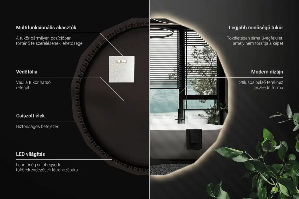 Espelho de forma geométrica com iluminação LED único