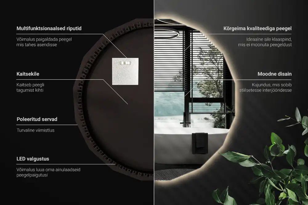 Espelho de forma geométrica com iluminação LED único