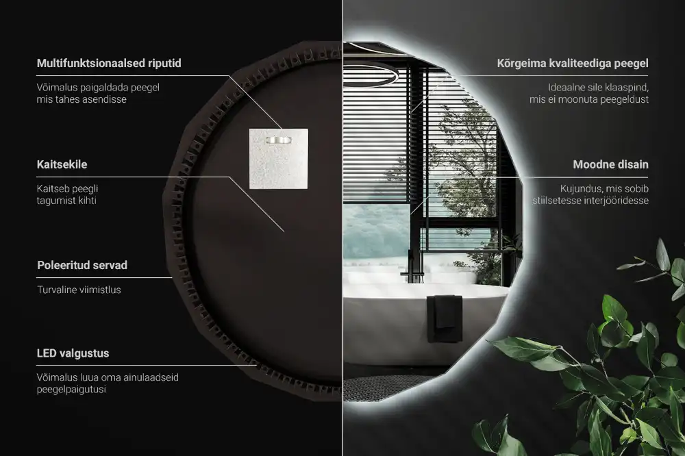 Espelho de forma geométrica com iluminação LED único