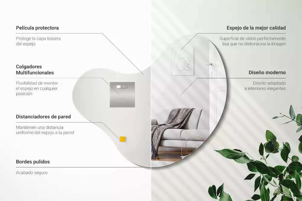 Espelho formato orgânico sem moldura pendurada