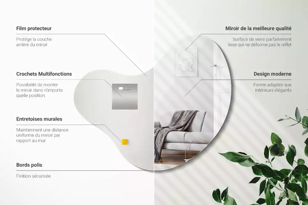 Espelho formato orgânico sem moldura pendurada