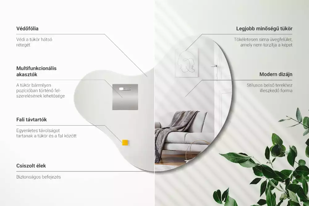 Espelho formato orgânico sem moldura pendurada