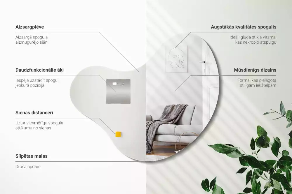 Espelho formato orgânico sem moldura pendurada