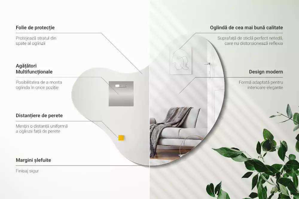 Espelho formato orgânico sem moldura pendurada