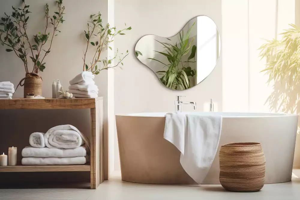 Espelho formato orgânico sem moldura pendurada